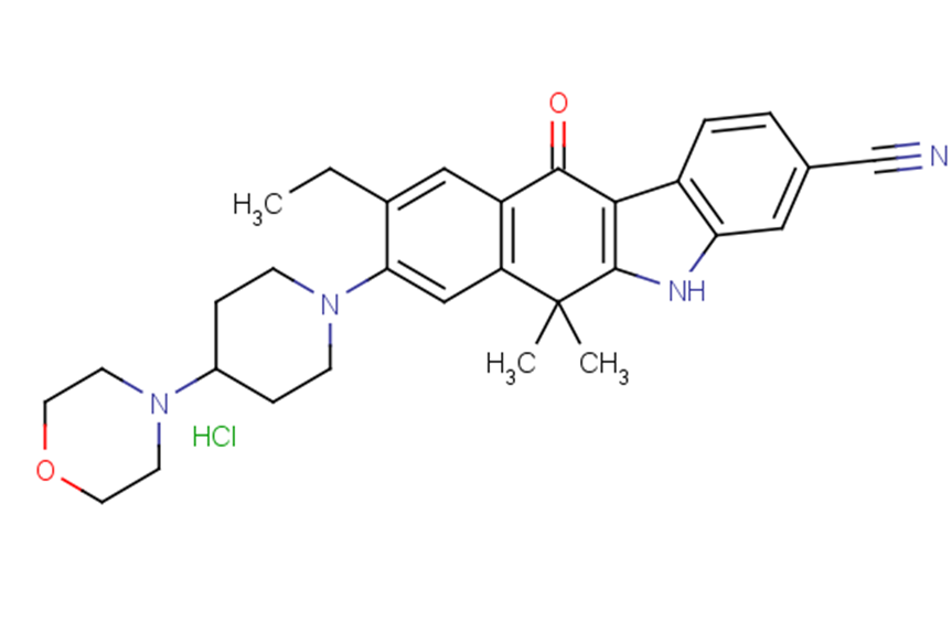 9-ethyl-6,6-dimethyl-8-(4-morpholin-4-yl-piperidin-1-yl)-11-oxo-6,11-dihydro-5H-benzo[b]carbazole-3-carbonitrilemonohydrochloridemonohydrate