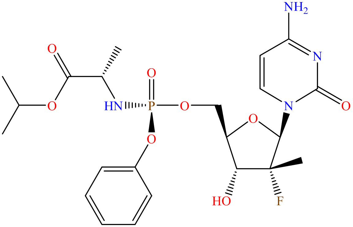 L-Alanine, N-[[P(S),2'R]-2'-deoxy-2'-fluoro-2'-methyl-P-phenyl-5'-cytidylyl]-, 1-methylethyl ester; PSI 7977