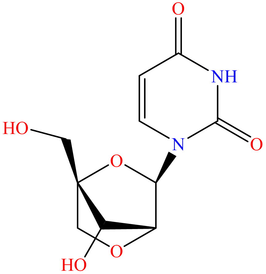 2,4(1H,3H)-Pyrimidinedione, 1-[2,5-anhydro-4-C-(hydroxymethyl)-α-L-lyxofuranosyl]-