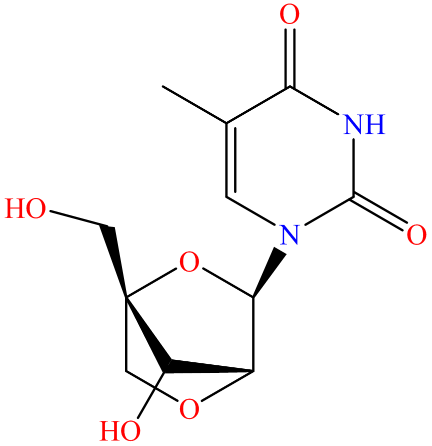 2,4(1H,3H)-Pyrimidinedione, 1-[2,5-anhydro-4-C-(hydroxymethyl)-α-L-lyxofuranosyl]-5-methyl-