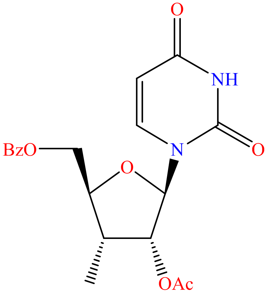 Uridine, 3'-deoxy-3'-methyl-, 2'-acetate 5'-benzoate